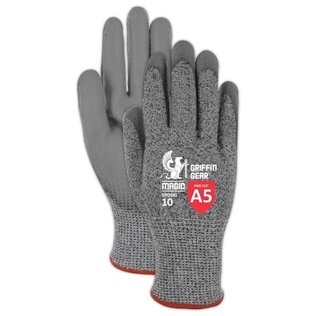 DROC 13Gauge Hyperon Polyurethane Palm Coated Work Gloves  Cut Level A5
